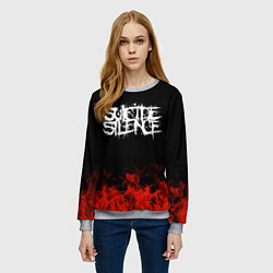 Свитшот женский Suicide Silence: Red Flame, цвет: 3D-меланж — фото 2