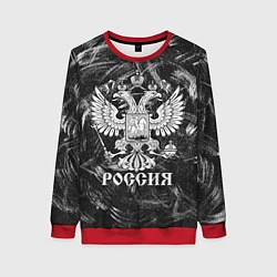 Свитшот женский Россия: Серый мотив, цвет: 3D-красный