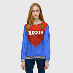 Свитшот женский Russia Red & Blue, цвет: 3D-меланж — фото 2