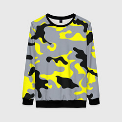 Свитшот женский Yellow & Grey Camouflage, цвет: 3D-черный