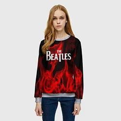Свитшот женский The Beatles: Red Flame, цвет: 3D-меланж — фото 2