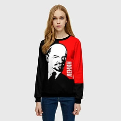 Свитшот женский Хитрый Ленин, цвет: 3D-черный — фото 2