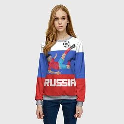 Свитшот женский Russia Footballer, цвет: 3D-меланж — фото 2