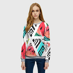 Свитшот женский Тропическое ассорти, цвет: 3D-меланж — фото 2