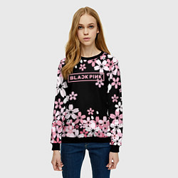 Свитшот женский Black Pink: Pink Sakura, цвет: 3D-черный — фото 2