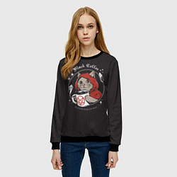 Свитшот женский Black Cat, Black Coffee, цвет: 3D-черный — фото 2