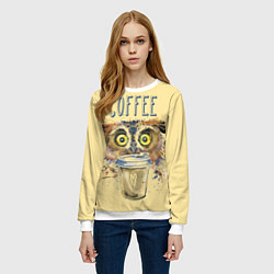Свитшот женский Owls like coffee, цвет: 3D-белый — фото 2