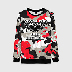 Свитшот женский Khabib Nurmagomedov: Red Camo, цвет: 3D-черный