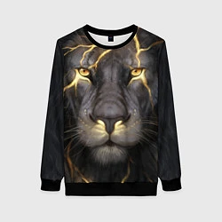Свитшот женский Лев с молнией, цвет: 3D-черный