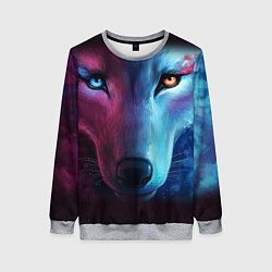 Свитшот женский Волчий взгляд, цвет: 3D-меланж