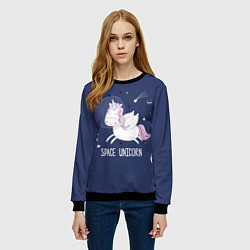 Свитшот женский Space unicorn, цвет: 3D-черный — фото 2