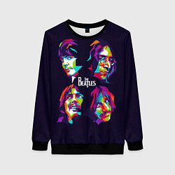 Свитшот женский The Beatles: Art Faces, цвет: 3D-черный