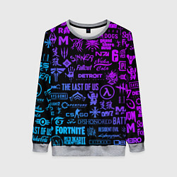 Женский свитшот Неоновые лого игр