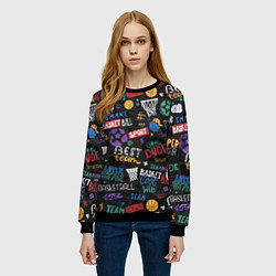 Свитшот женский Баскетбол коллаж, цвет: 3D-черный — фото 2