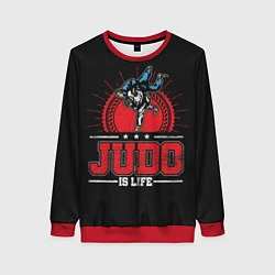Свитшот женский Judo is life, цвет: 3D-красный
