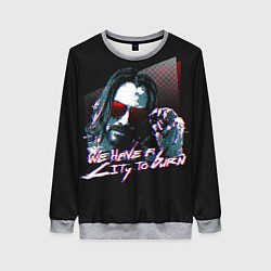 Свитшот женский Cyberpunk 2077: City to Burn, цвет: 3D-меланж