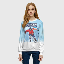 Свитшот женский Хоккей Russia, цвет: 3D-белый — фото 2