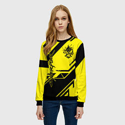 Свитшот женский Cyberpunk 2077: Yellow Samurai, цвет: 3D-черный — фото 2