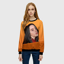 Свитшот женский BILLIE EILISH: Orange Mood, цвет: 3D-черный — фото 2