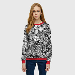 Свитшот женский Ахегао с щупальцами, цвет: 3D-красный — фото 2