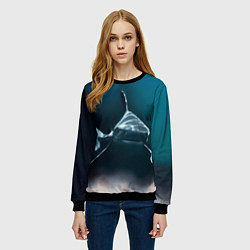 Свитшот женский Акула, цвет: 3D-черный — фото 2