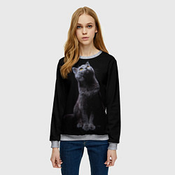 Свитшот женский Кот Британец, цвет: 3D-меланж — фото 2