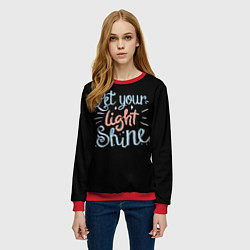Свитшот женский Позволь своему свету сиять, цвет: 3D-красный — фото 2