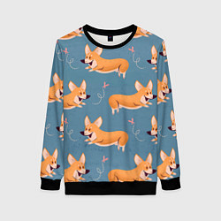 Женский свитшот Корги с бабочкой