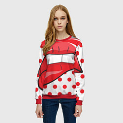 Свитшот женский Губы, цвет: 3D-красный — фото 2