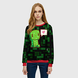 Свитшот женский Minecraft Creeper, цвет: 3D-красный — фото 2