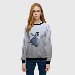 Свитшот женский Мультяшный пингвин, цвет: 3D-черный — фото 2