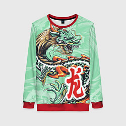 Свитшот женский Изумрудный дракон, цвет: 3D-красный
