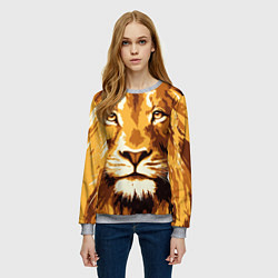 Свитшот женский Взгляд льва, цвет: 3D-меланж — фото 2