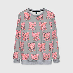 Свитшот женский РОЗОВЫЕ СЛОНИКИ ПАТТЕРН, цвет: 3D-меланж