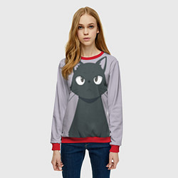Свитшот женский Чёрный кот, цвет: 3D-красный — фото 2