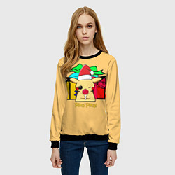 Свитшот женский New Year Pikachu, цвет: 3D-черный — фото 2