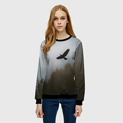 Свитшот женский Орёл над лесом, цвет: 3D-черный — фото 2