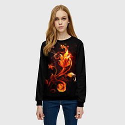 Свитшот женский Огненный цветок, цвет: 3D-черный — фото 2
