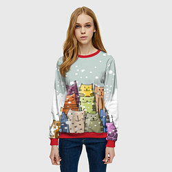 Свитшот женский Котики, цвет: 3D-красный — фото 2