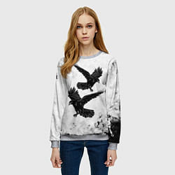Свитшот женский Gothic crows, цвет: 3D-меланж — фото 2