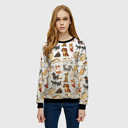 Свитшот женский Узор песики собачки гав, цвет: 3D-черный — фото 2