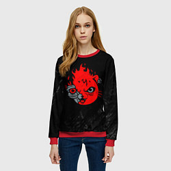 Свитшот женский CYBERPUNK 2077 КОТ КИАНУ РИВЗ, цвет: 3D-красный — фото 2