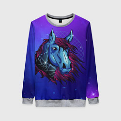 Свитшот женский Retrowave Neon Horse, цвет: 3D-меланж