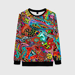 Свитшот женский Яркая абстракция bright abstraction, цвет: 3D-черный