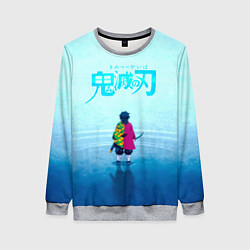 Свитшот женский Гию Томиока Kimetsu no Yaiba, цвет: 3D-меланж