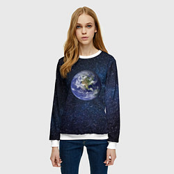 Свитшот женский Земля в космосе, цвет: 3D-белый — фото 2