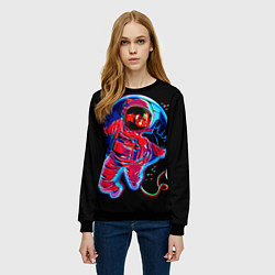 Свитшот женский Глитч Космонавт, цвет: 3D-черный — фото 2