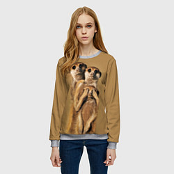 Свитшот женский Сурикаты, цвет: 3D-меланж — фото 2