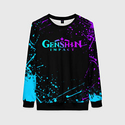 Свитшот женский GENSHIN IMPACT NEON LOGO, цвет: 3D-черный