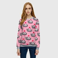 Свитшот женский Пиксельные котики, цвет: 3D-меланж — фото 2